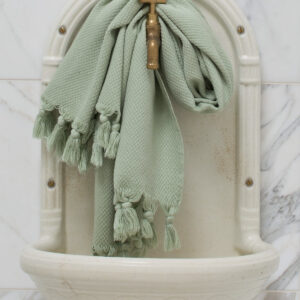 Hand-woven towel sage