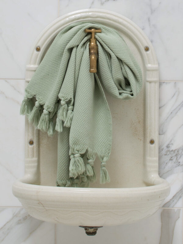 Hand-woven towel sage
